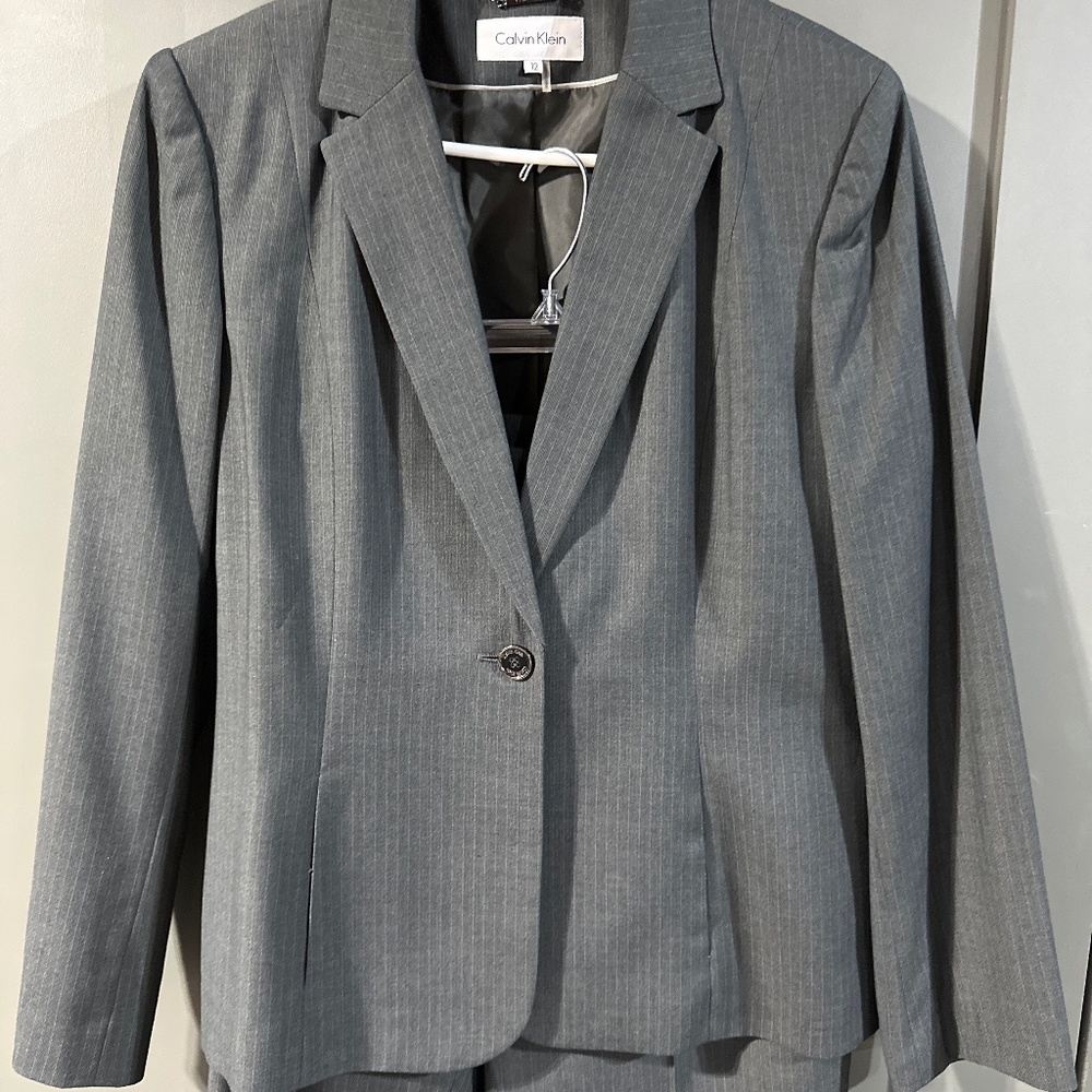 Calvin Klein gray stripe suit